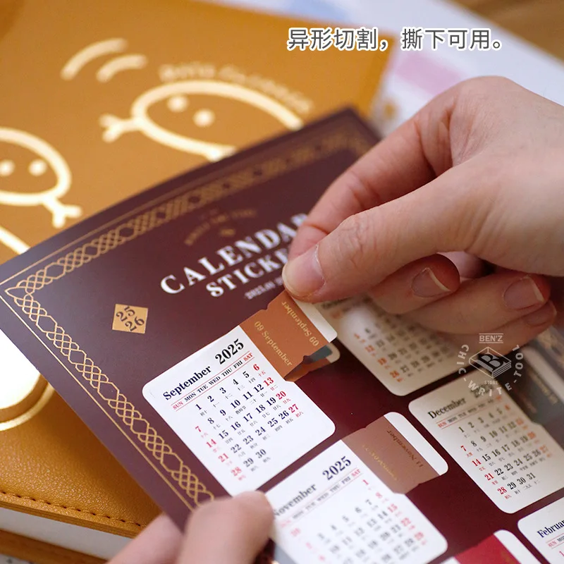Наклейки-календарь 2025 года винтажная золотая фольга блокнот-планировщик