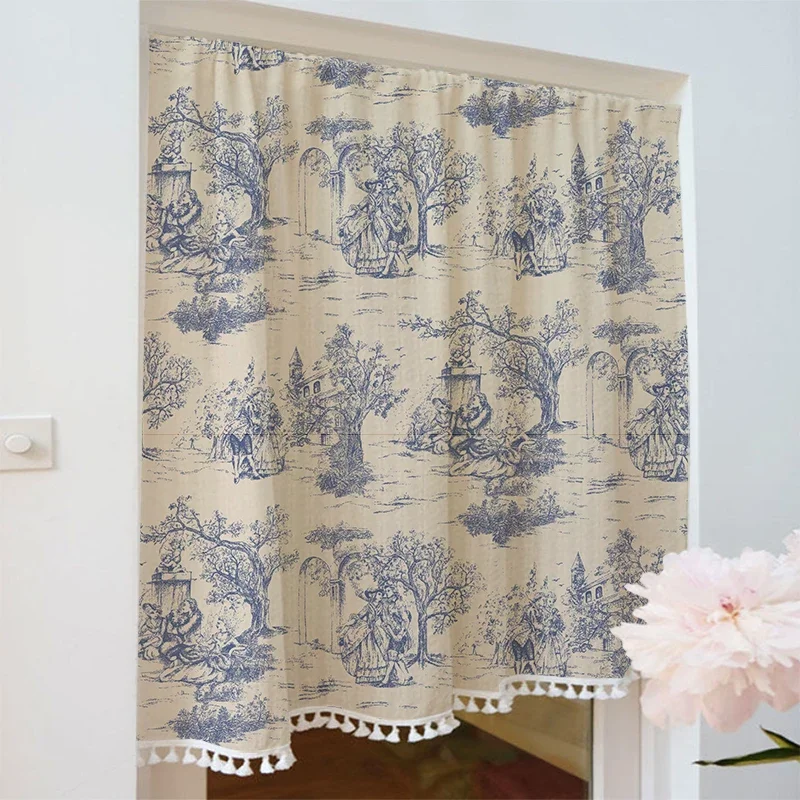 Синий Ретро стиль с кисточками французский Сельский и пасторальный спальня