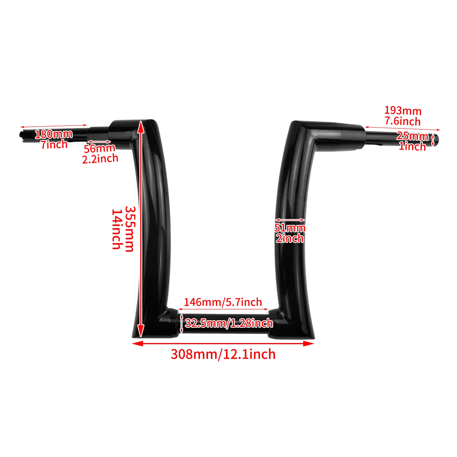 

Мотоциклетный руль 12 "14" 16 дюймов, железный глянцевый черный для Harley Softail 2015-2021 Street Bob Fat Boy Breakout FXSB