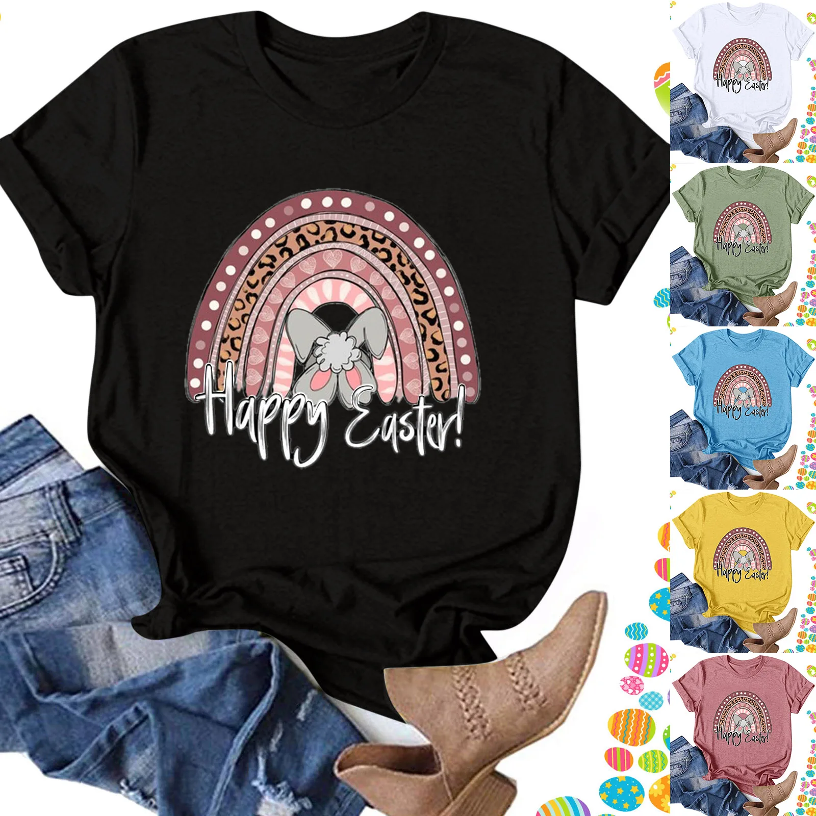 

Дамские рубашки с длинным рукавом, модная блузка для женщин, повседневные рубашки с принтом на Пасху, короткие женские бейсбольные футболки с круглым вырезом