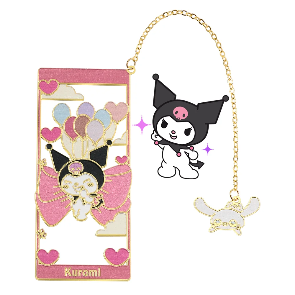

Kawaii Sanrio Bookmark Cute Figure Kuromi Hollow Out Metal Tassel Pendant Bookmark Design Delicate Kids Birthday Christmas Gifts