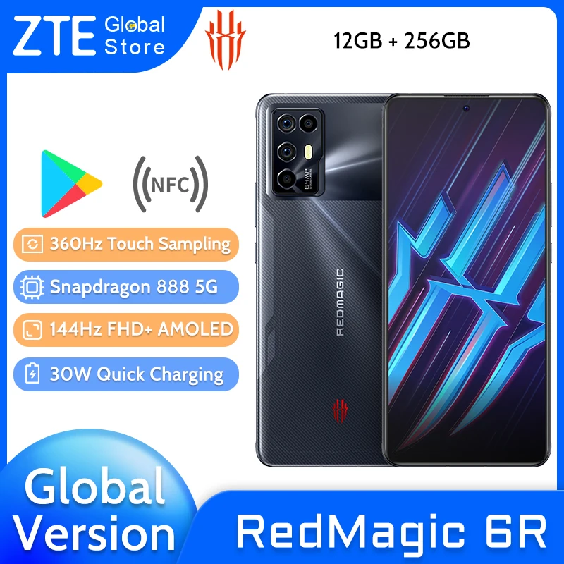 Global Version ZTE Nubia RedMagic 6R 5G Gaming Smartphone 12GB 256GB Snapdragon 888 Octa Core 6.67'' 144Hz FHD+ AMOLED Screen