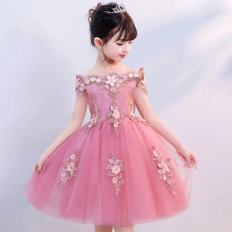 

2022 Children's Princess Dress Girl Dress Fluffy Yarn Hosting Birthday Evening Dress Show Piano Performance Dress Wedding Dress