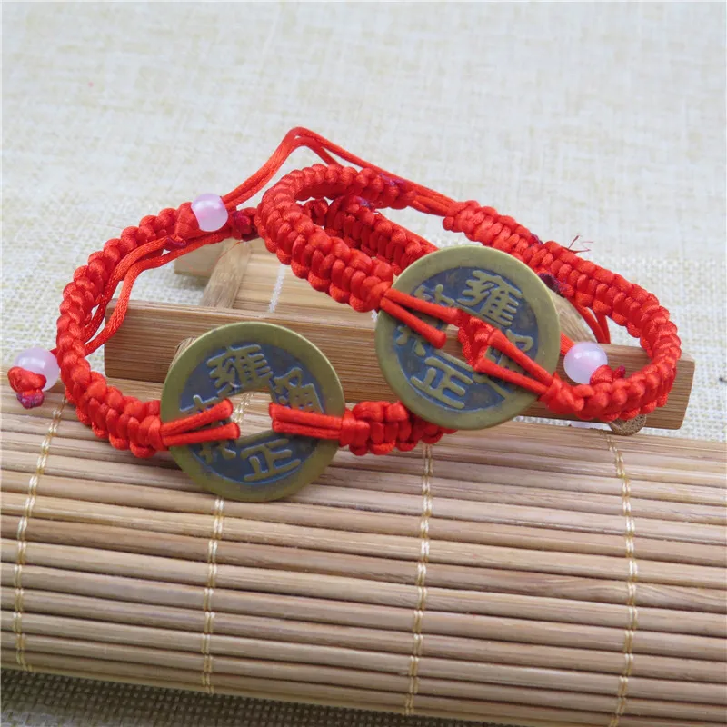 

Lucky Copper Coin Bracelet Chinese Traditional Feng Shui Red String Bracelet Wealth Lucky Copper Coins Charm Pendant Red Rope