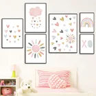 Абстрактная Радуга Сердце настенный плакат солнце облако Художественная печать цитаты на холсте картина Детская фотография нордический Декор детской комнаты