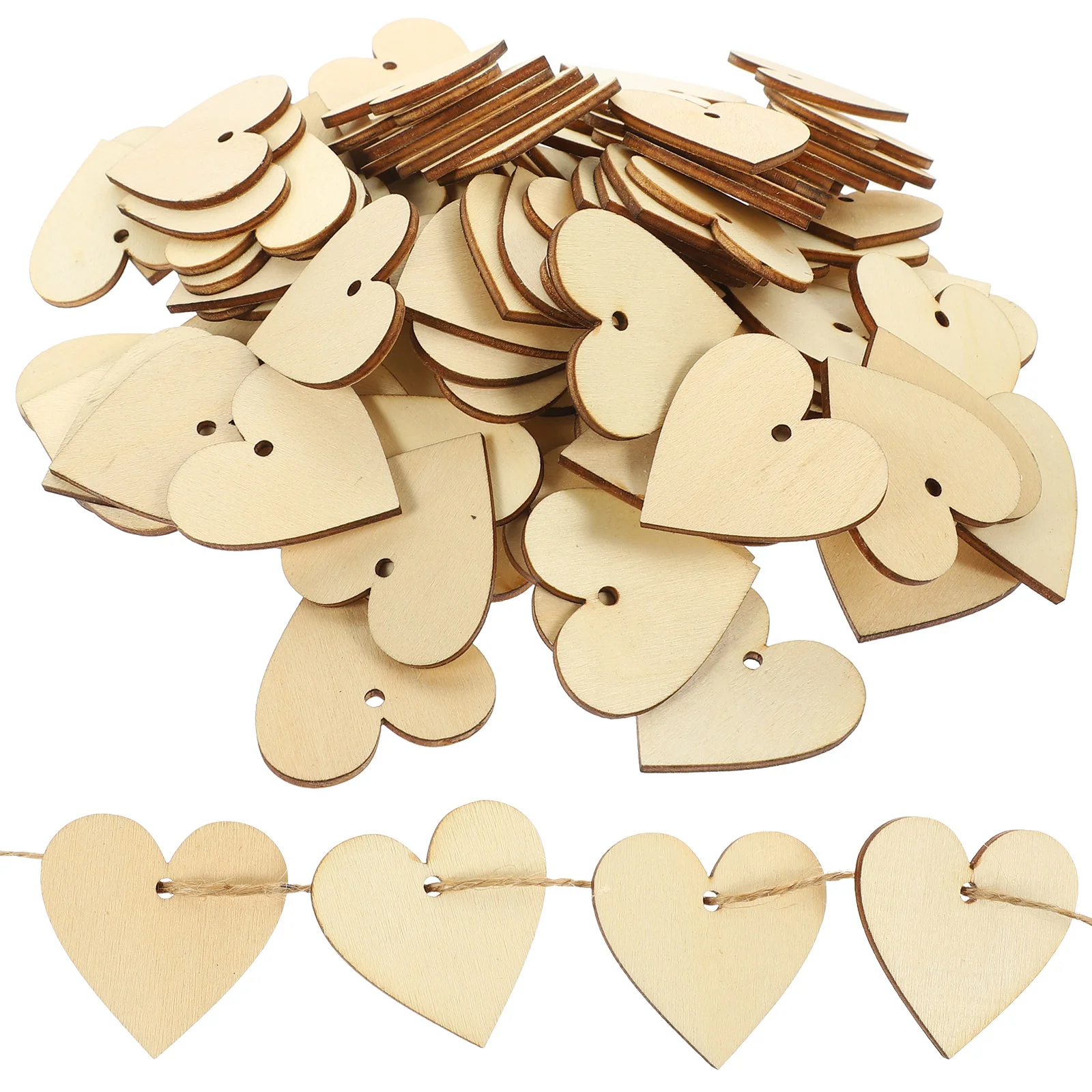 

Wood Heart Wooden Valentine Unfinished Diy Shape Pieces Slices Ornaments Slicehanging Blank Day Tags Crafts Decor Wedding Chip