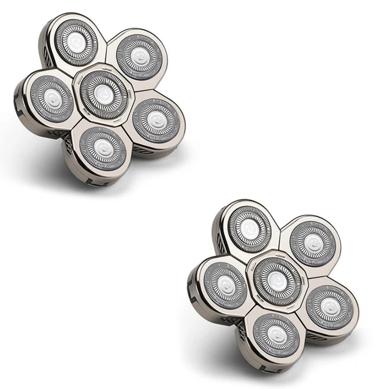 

2X Men's Electric Shaver Heads Electric Razor Blade Replacement Head 6 Blades Head Shaver Replacement Bald As Shown