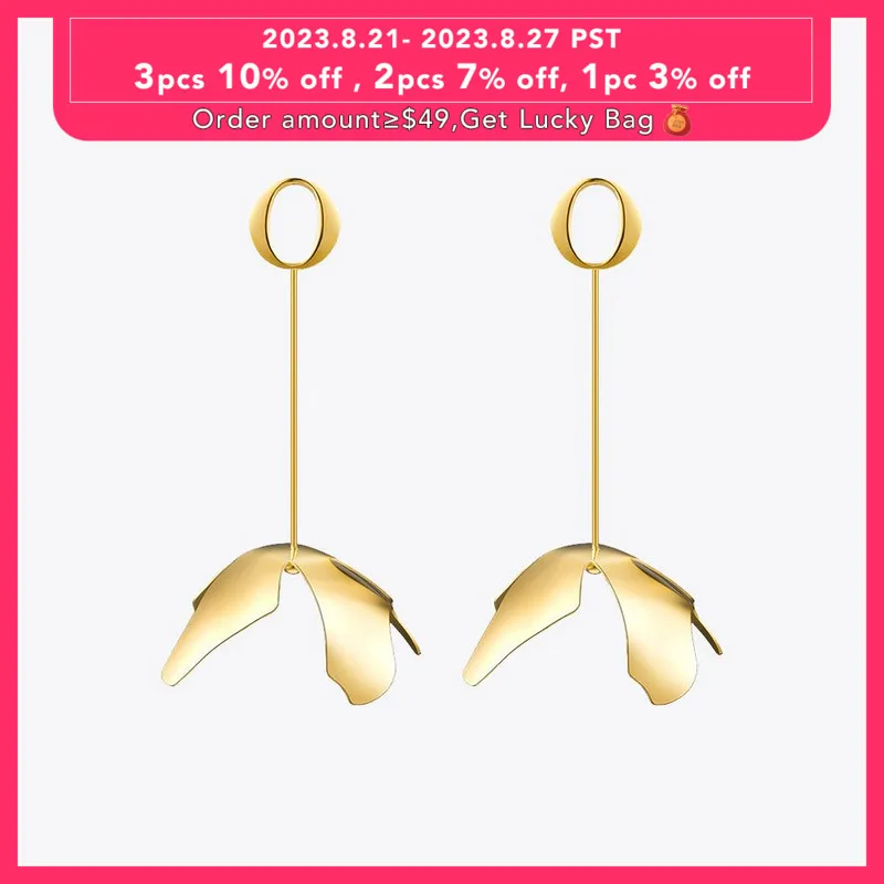 

Enfashion Long Large Flower Dangle Earrings Rose Gold color Earings Drop Earrings For Women Long Earring Jewelry brinco