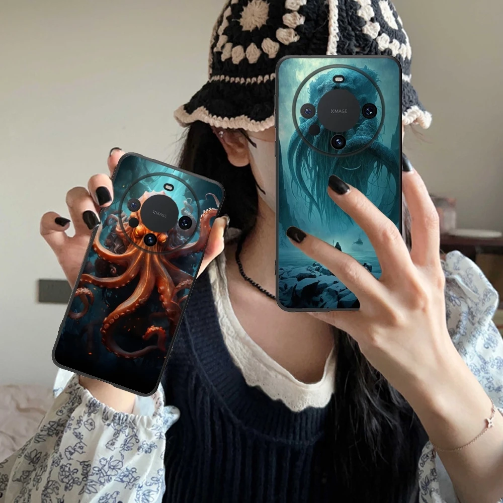 Myth Cthulhu Mobile Cell Phone Case for Huawei Mate 60 50 40 30 20 10 Pro Plus Lite E 5G Black Soft Cover Shell