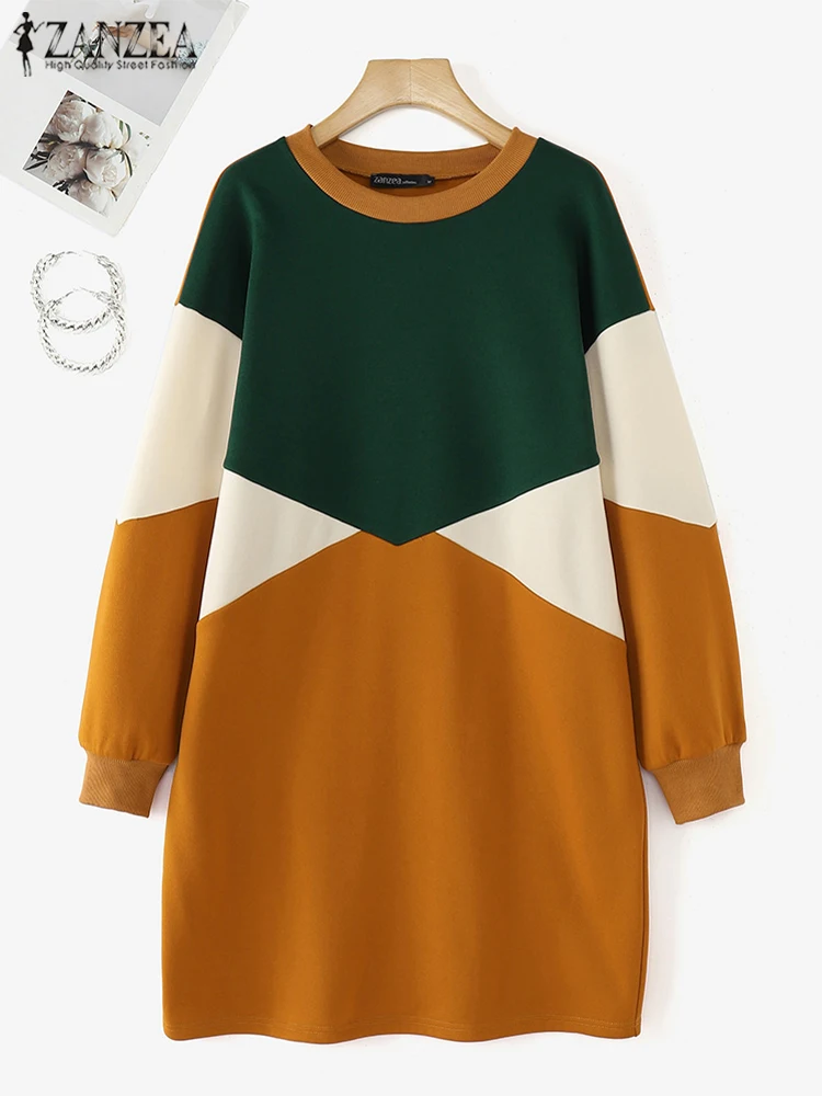 ZANZEA евро-американские платья с длинными рукавами женские повседневные цветные
