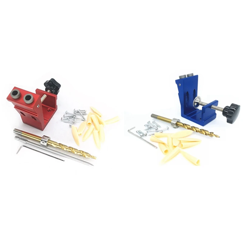 

Pocket Hole Drill Guide Dowel Jig Oblique Hole Locator Drilling Kit Woodworker DIY Tools With Drill Bit