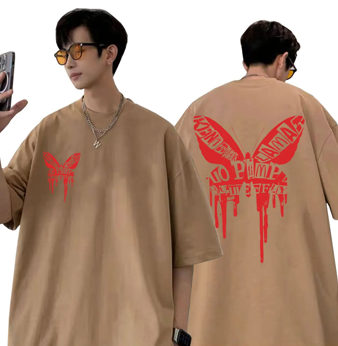 

Rapper Kendrick Lamar To Pimp A Butterfly Red Print T-shirt Men Women Hip Hop Vintage Tshirt Men's Pure Cotton Short Sleeve Tees