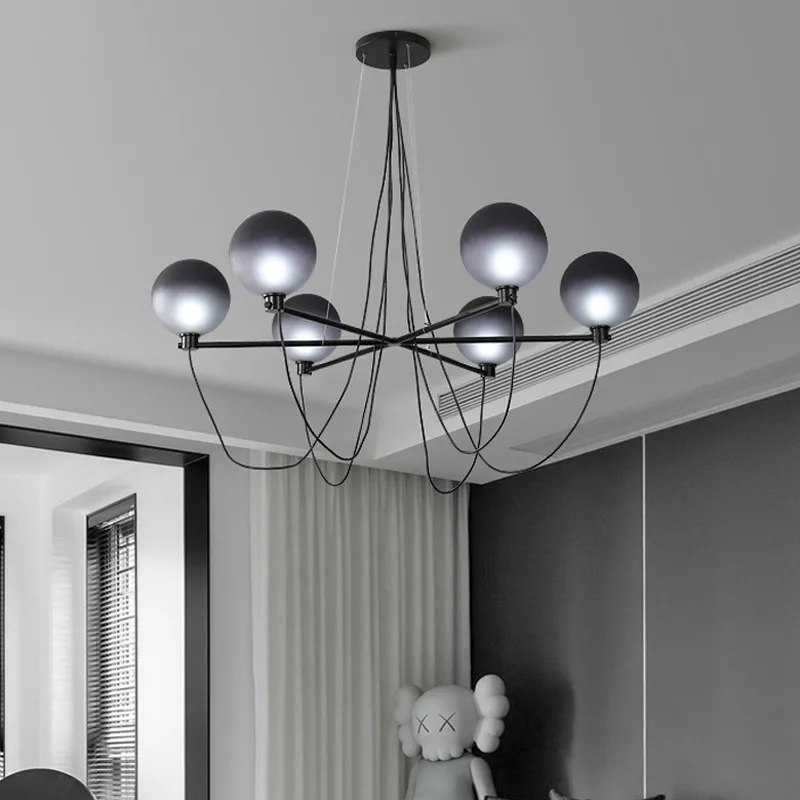 Скандинавская серая люстра волшебная фасоль стеклянный шар светильники в стиле
