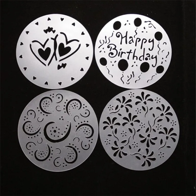 

4pc/DIY Decorating Stencil Fondant Mold Pattern Printing Pastry Mold Baking Tool set Cake Stencils Flower Plastic Spray Stencils