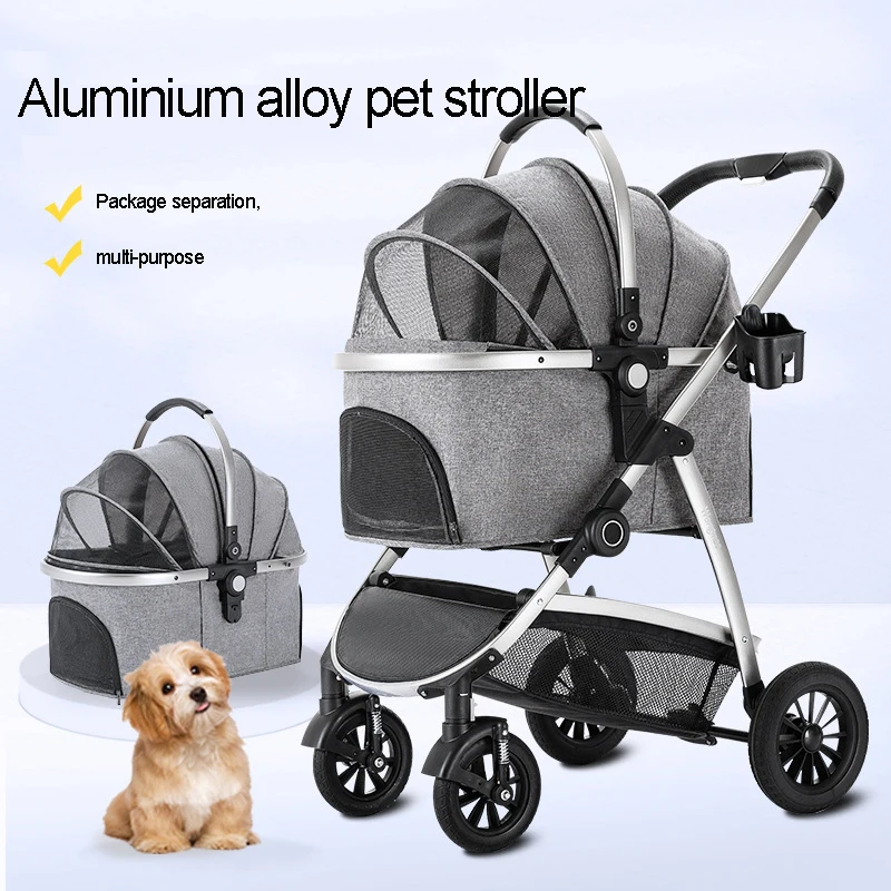 

High-end Dog Stroller Four-wheeled Pet Cart Outing Detachable Handbag Pet Carrier Bag For Dogs and Cat Stroller Outdoor Travel