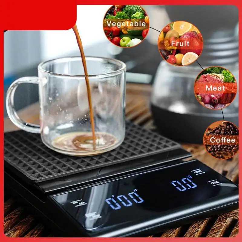 

Высокоточные бытовые весы с ЖК-дисплеем для взвешивания кофе, 0,1 г, весы для кофе с таймером, портативные электронные цифровые кухонные весы