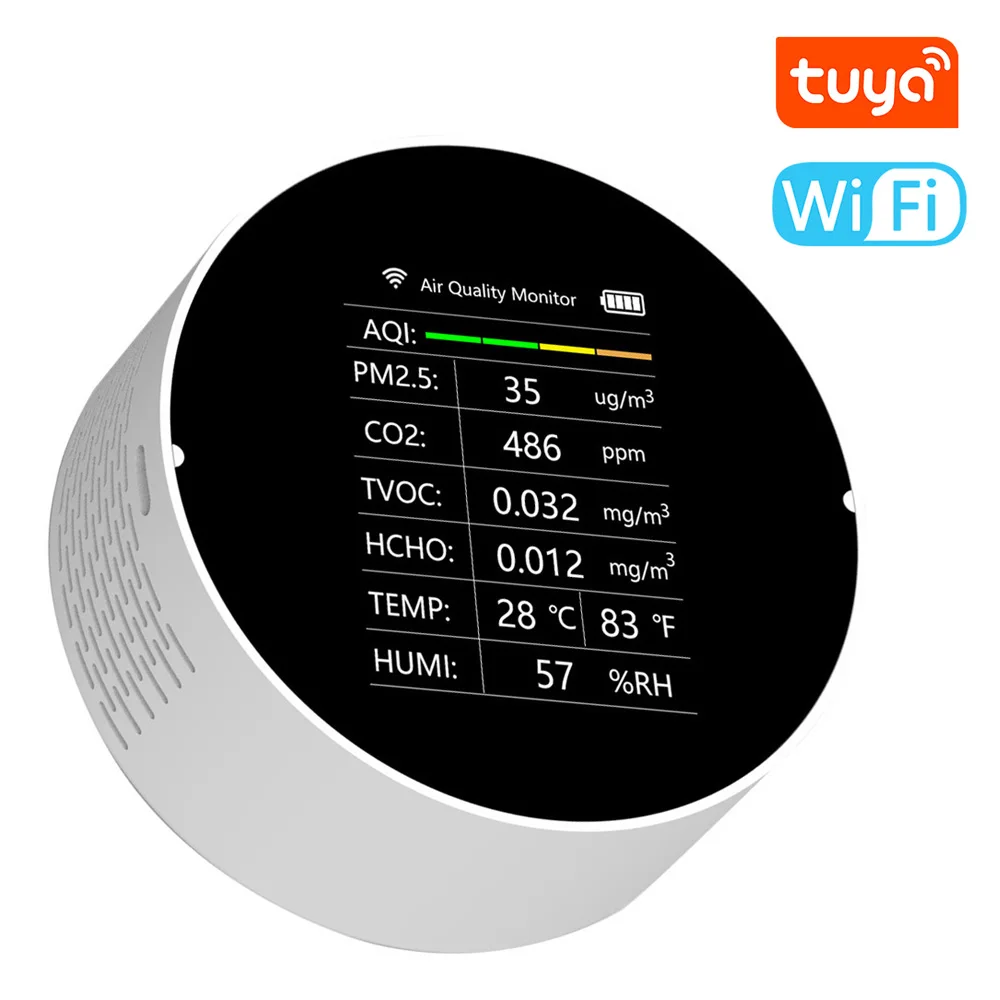 

Tuya WiFi CO2 Meter 7 In 1 PM2.5 TVOC CO2 HCHO Temperature Humidity AQI Detector Air Quality Monitor Home CO2 Sensor Analyzer