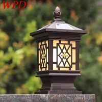 wpd outdoor solar post lamp classical retro waterproof courtyard led for decoration garden balcony villa wall light