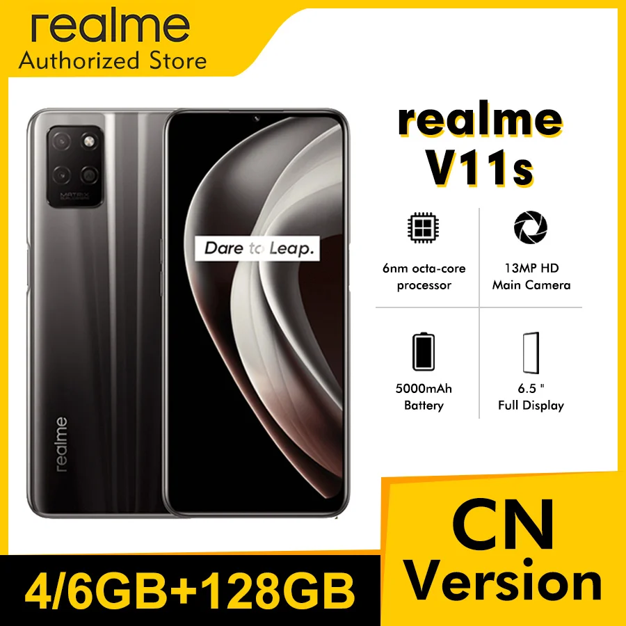  CN Version realme V11s 6.5" 5G smartphone 4/6 128GB Mobile phone Dimensity 810 processor 500mAh 18W Fast charge 13MP Rear camera 