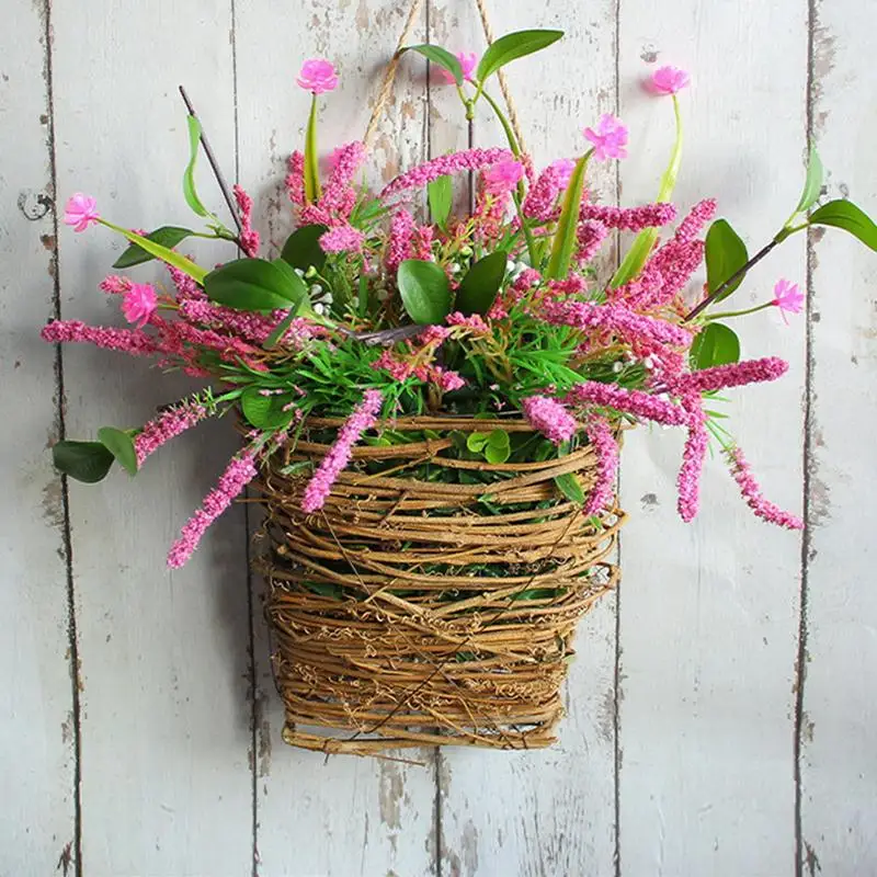 

Wildflower Basket Wreath Decoration Pink Berry Spring Front Door Artificial Flower Wreath Farmhouse Holiday Decorative Garland