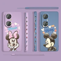 minnie mickey mouse for huawei p50 p40 p30 p20 p smart z pro plus 2019 2021 liquid left rope phone case coque cover capa shell