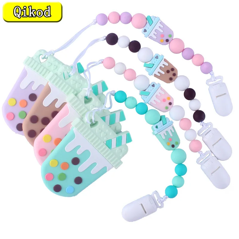 

New 1pc Baby Silicone Beads Food Grade Ice Cream Teether Silicone for Beads DIY Toy Nursing Pacifier Chain Clip Children Product