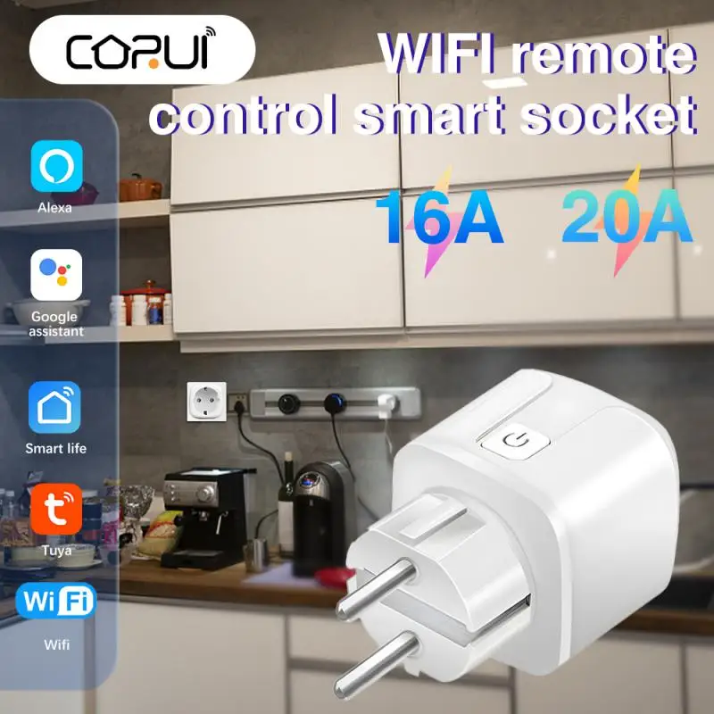 

CORUI Tuya WiFi Smart Plug 16A/20A Socket EU Power Monitor Timing Function Smart Life APP Control Works With Alexa Google Home