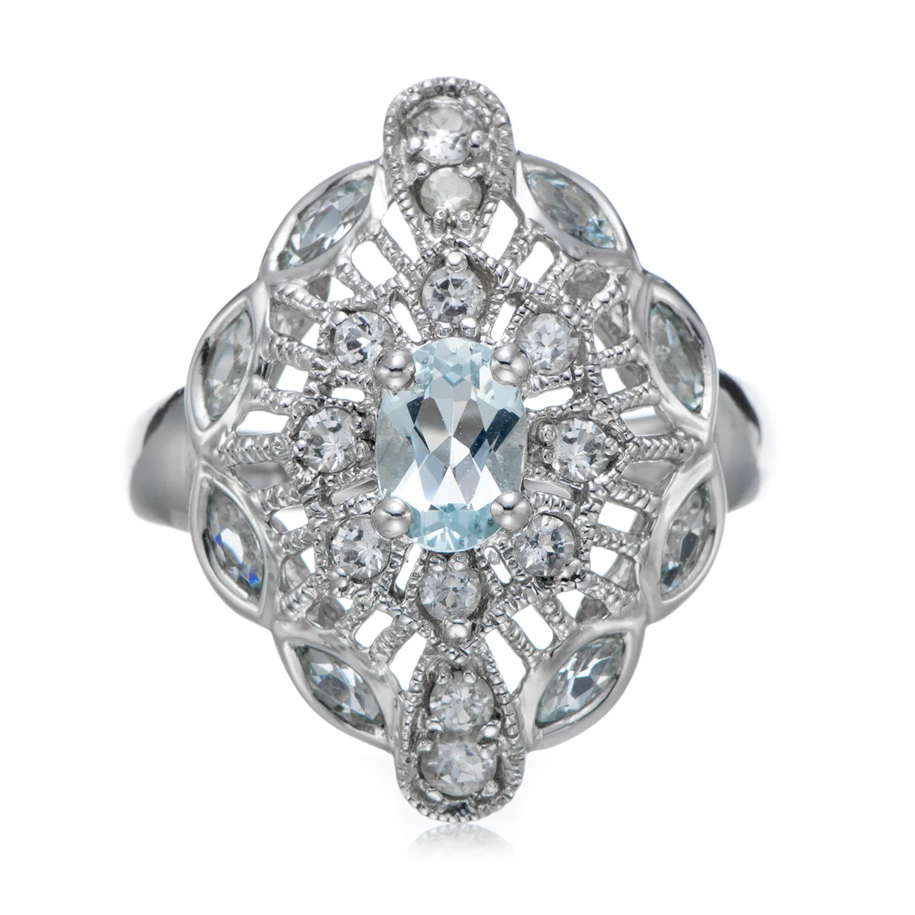 

Кольцо GESIDE из стерлингового серебра с аквамарином и родием