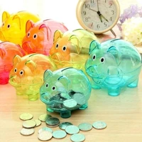 transparent plastic money saving box case coins piggy bank money cartoon pig shaped money box savings box for coins