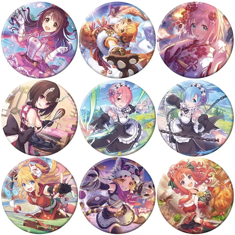 58 мм Новая принцесса Connect! Значок Re мультяшная фигурка Rem Ram Misogi броши булавки для