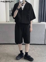 korean style 2022 handsome new men middle sleeve shorts all match simple casual streetwear well fitting male suit s 5xl incerun