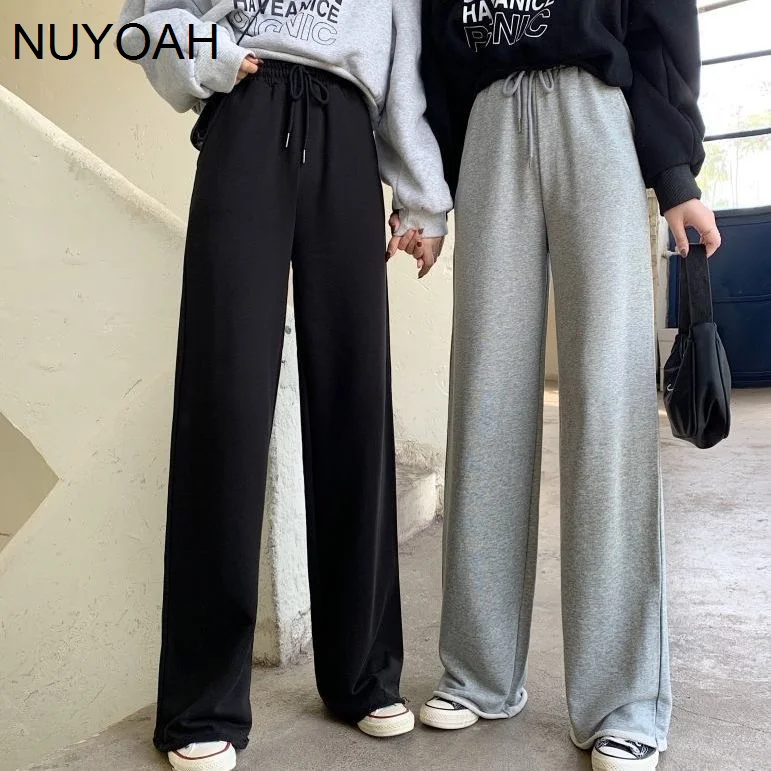 

Повседневные Спортивные штаны, женские студенческие свободные с высокой талией