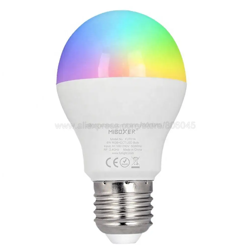 Фото Светодиодный прожектор MiLight E27 6 Вт RGB + CCT, FUT014 110 В 220 В, полноцветная смарт-лампа с дистанционным управлением, Wi-Fi, совместимый с 4 зонами №4