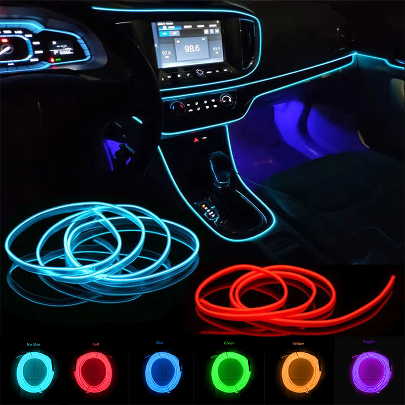 

Car Interior Decorative Lamps Strips Atmosphere Lamp Cold Light Decorative Dashboard Console Auto LED Ambient Lights 1/2/3/4/5M