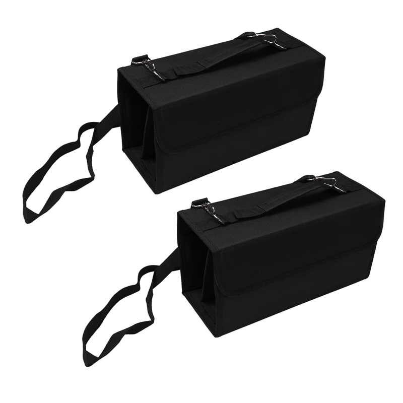 2X 80 Slots Large Capacity Folding Marker Pen Case Art Markers Pen Storage Carrying Bag Black