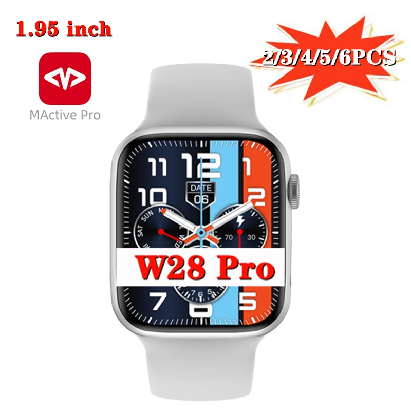 

W28 Pro Smart Watch 2/3/4/5/6PCS 1.95 inch BIG Women Men Wireless charging NFC Push Message IP68 Bedside lamp mode Smart Watch