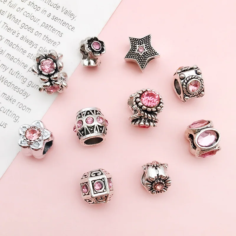 

10pcs Random Pink Spot Drilling Big Hole Spacer Beads for Jewelry Making DIY Jewelry Findings Charm Accessories Spacers Beads