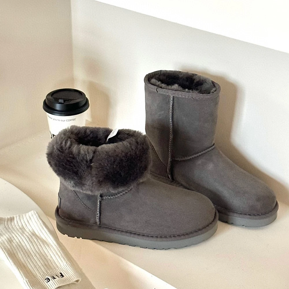 Зимние ботинки женские Tazz Platform Ultra Mini 2024 новые зимние короткие из овчины шерсти