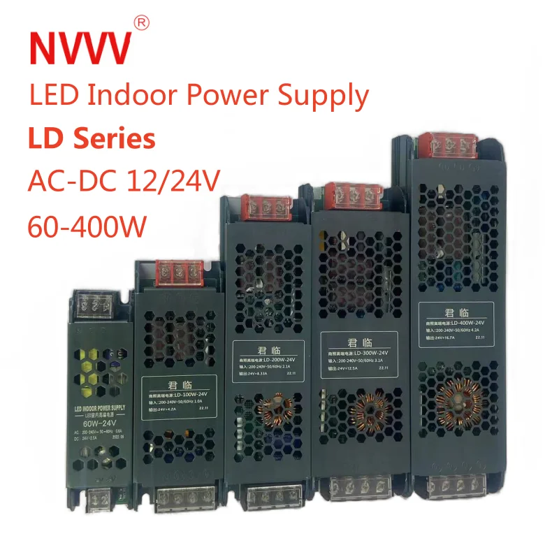 Стандартный источник питания серии LD, источник питания 12 В, 60 Вт, 100 Вт, 200 Вт, 300 Вт, 400 Вт, 220 В переменного тока в постоянный стабилизатор напряжения, трансформатор