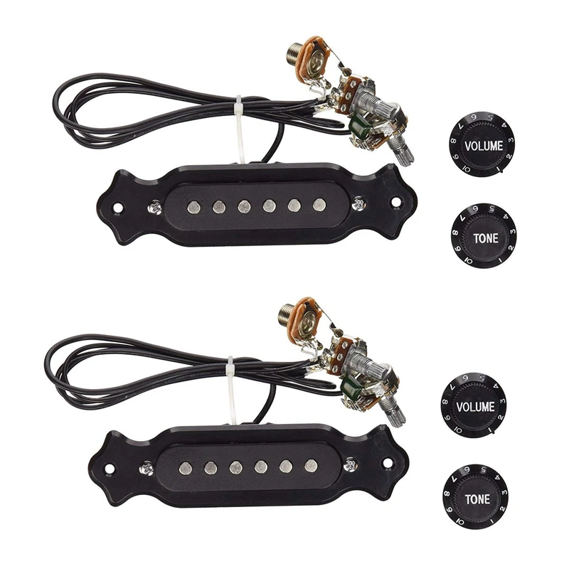 

2X Pre-Wired 6-String Single Coil Pickup Harness With Volume & Tone Pots For Electric Cigar Box Guitar