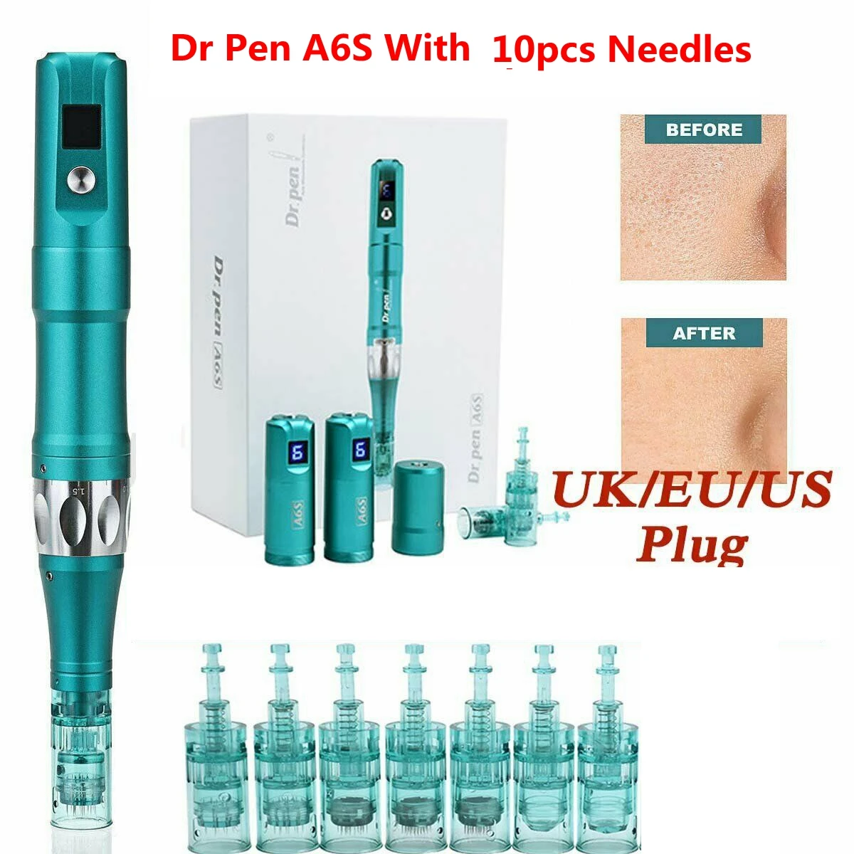 Dr Pen A6S With 10pcs Needles Wireless Microneedling Professional Electric Derma pen Auto Micro Mesotherapy Beauty Machine