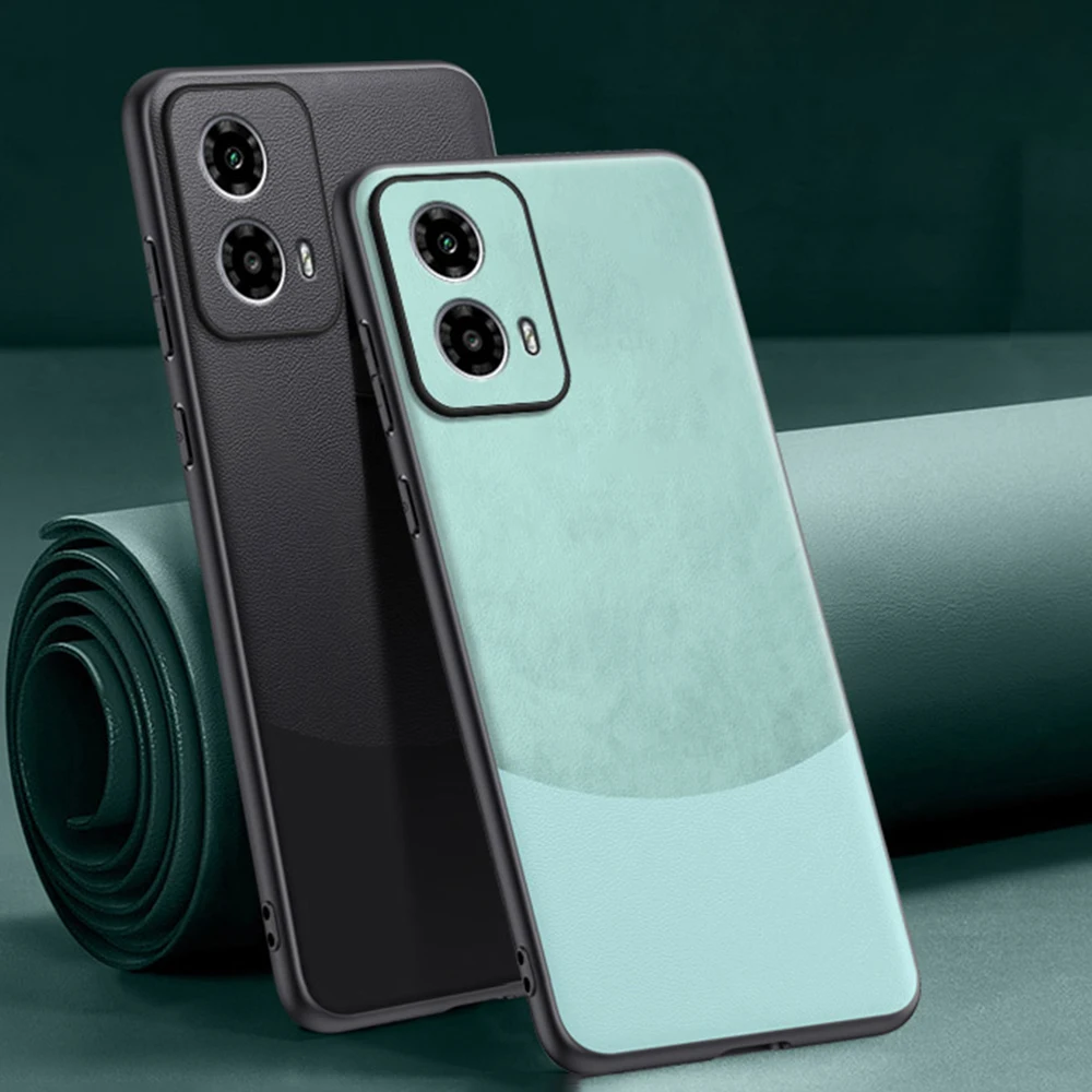 Кожаный чехол для Motorola Moto G34 матовый силиконовый защитный телефона с