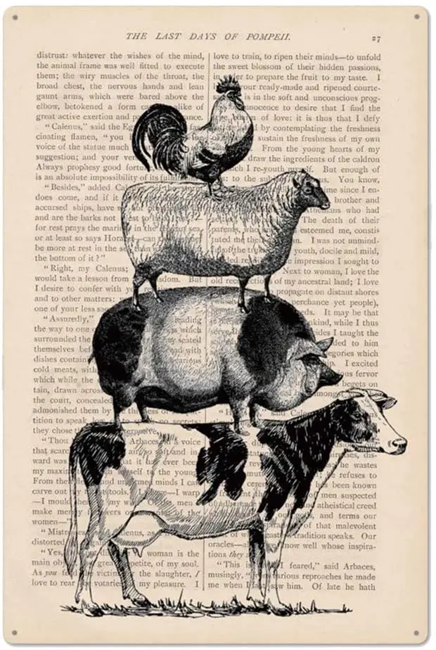 

Оригинальный ретро-дизайн, искусство стены с животными на ферме | Толстая жестяная печать, плакат, украшение для стены