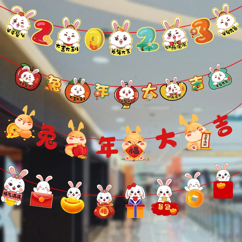 Новогоднее украшение для торгового центра красочный флаг подвесное весенний