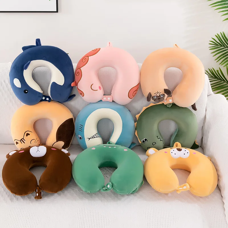 

12 Colors Soft U-Shaped Plush Sleep Neck Protection Pillow Office Cushion Cute Lovely Travel Pillows for Children Adults