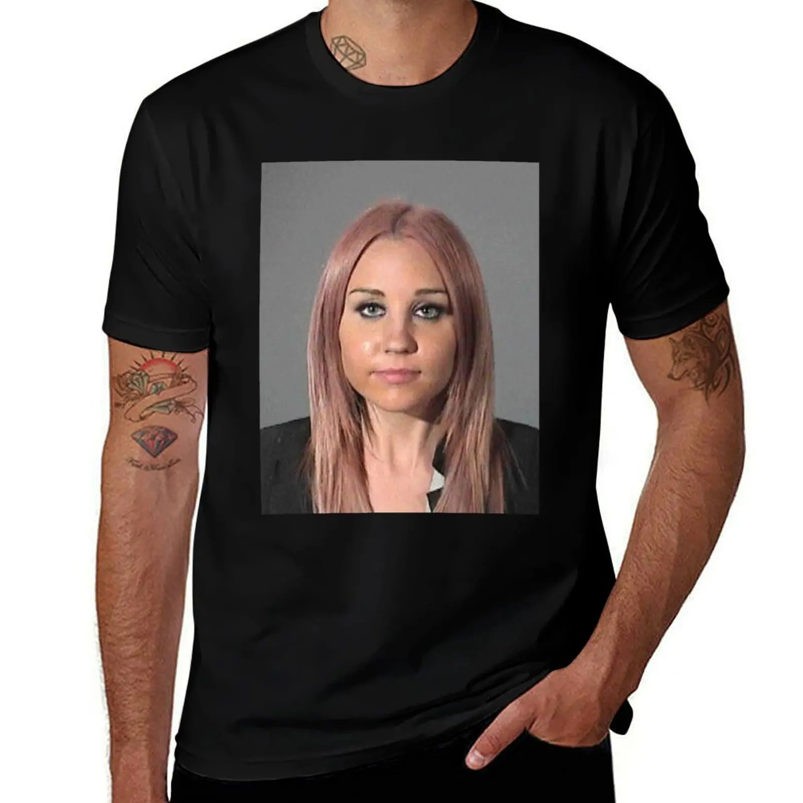 Фото Футболка Amanda Bynes Mugshot, мужская дизайнерская футболка, мужские футболки для мужчин, мужские футболки высокого качества, футболка люксового бренда №5