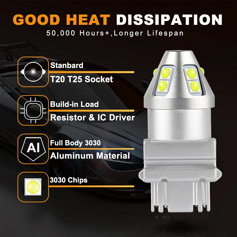 Сигнальная лампа NLpearl 2x T25 3156 P27W P27/7W 3157 Led 3030SMD 7443 Canbus T20 7440 W21W W21/5W сигнал поворота