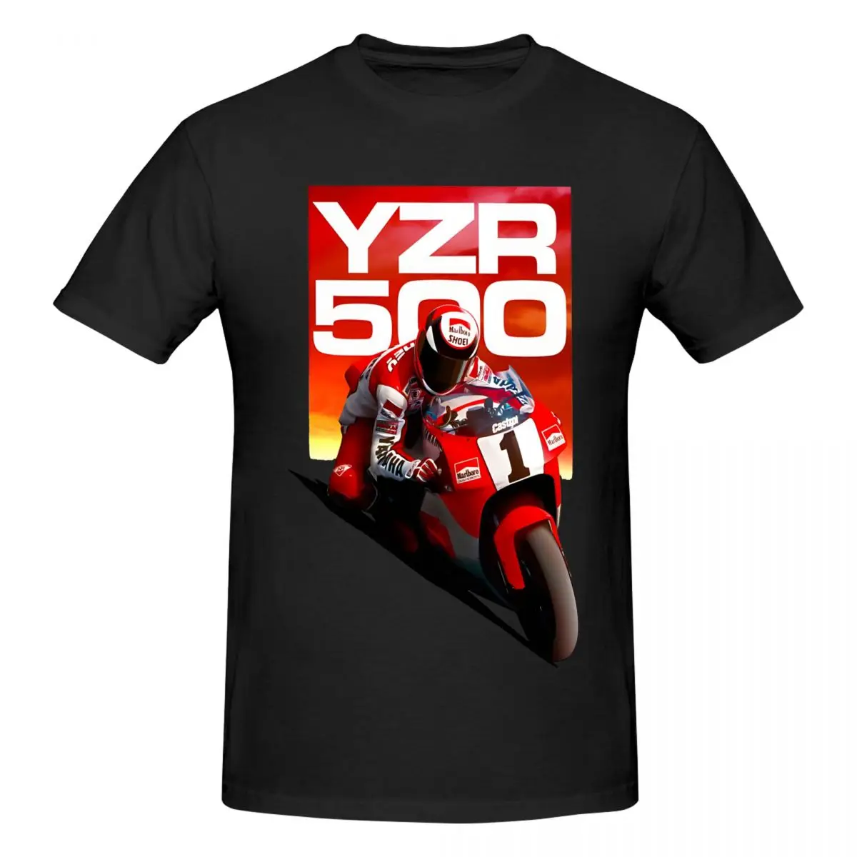 Забавные футболки YZR 500 для мужчин из чистого хлопка с круглым вырезом короткими