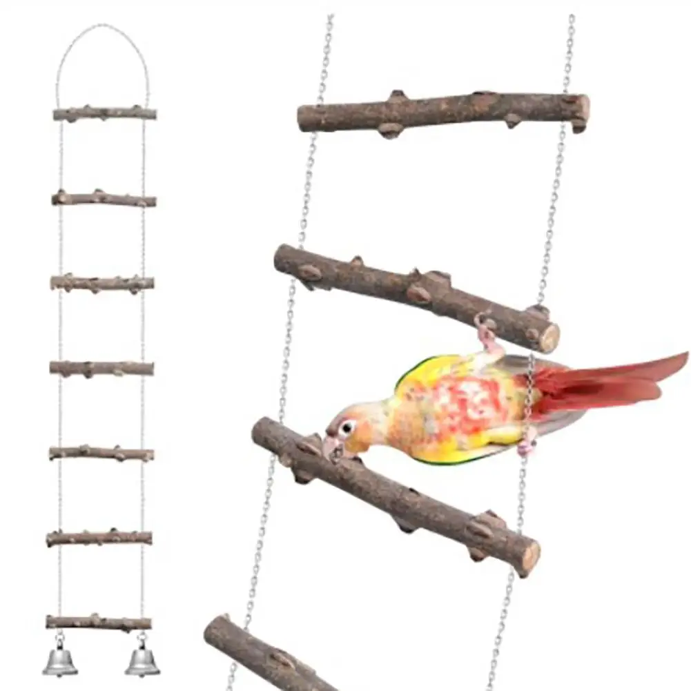 

1pc Pet Birds Swing Wooden Bridge Ladder Climb Cockatiel Parakeet Budgie Parrot Toy Wood Ladder Stress Relief Toys For Birds