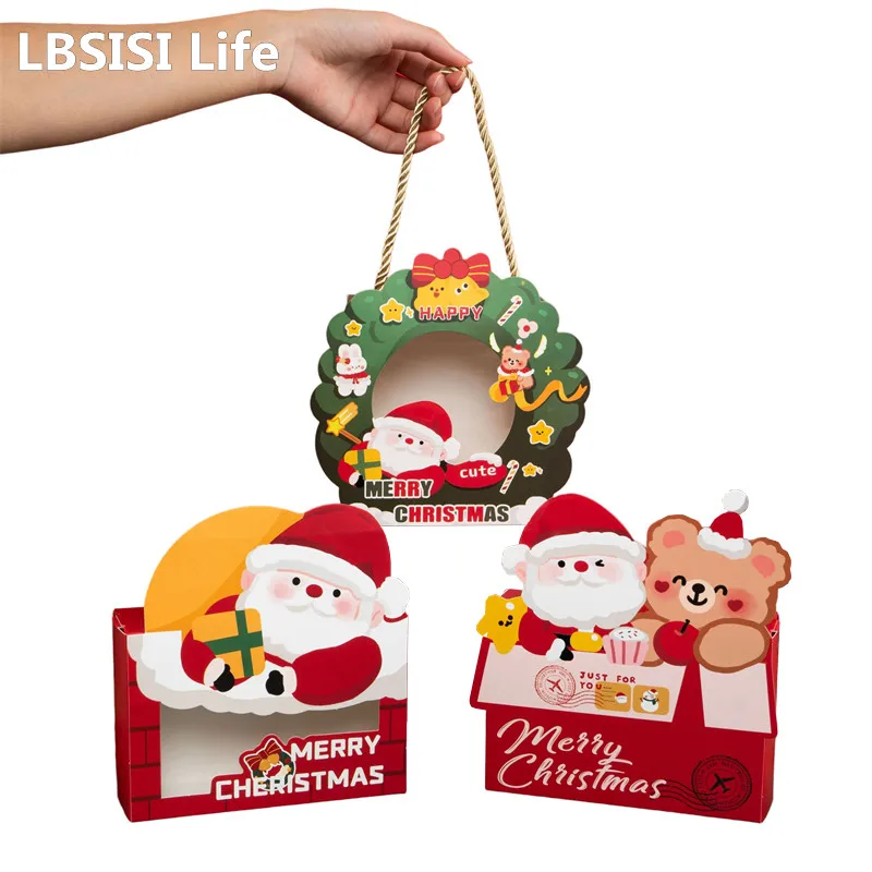 

LBSISI Life 5 шт., рождественские подарочные коробки, Рождество, Новый Год, семейвечерние, украшение Санта-Клауса для конфет, упаковка печенья